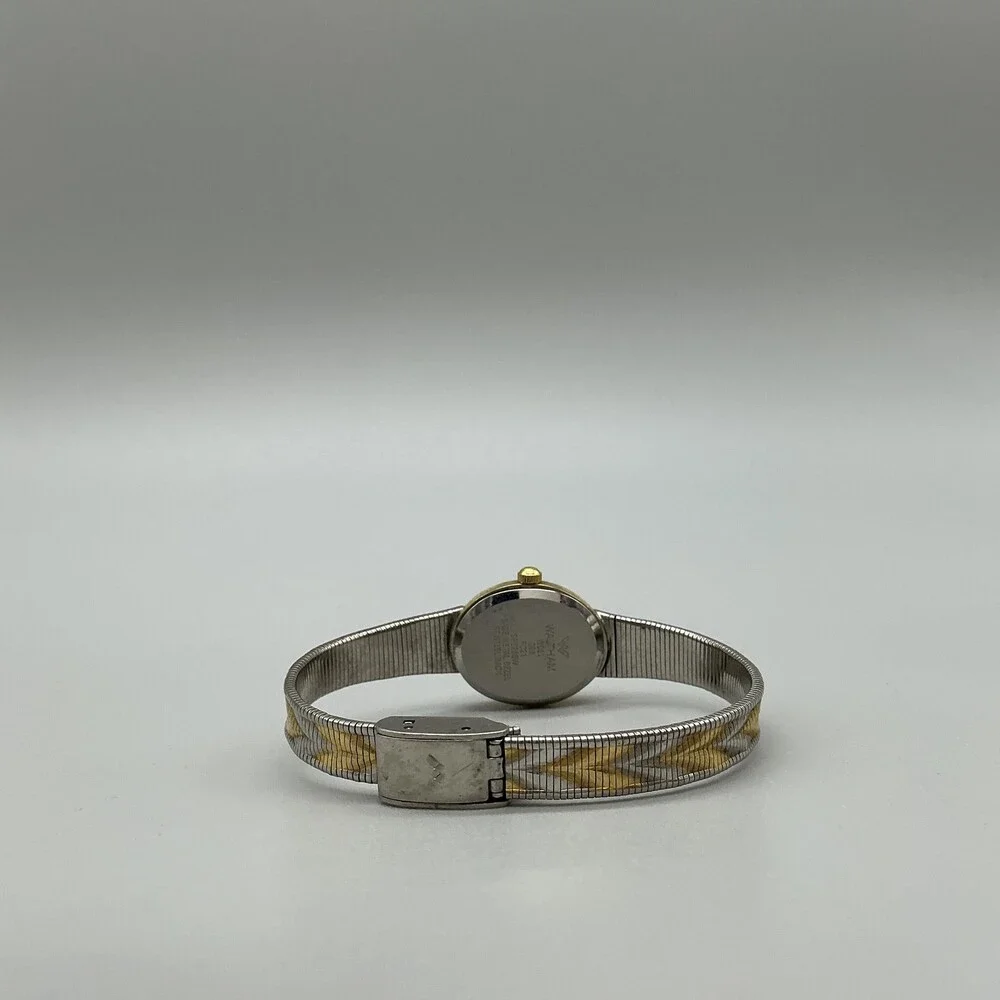 Vintage Waltham Diamond Womens Watch 18mm Silver Gold Two Tone New Battery